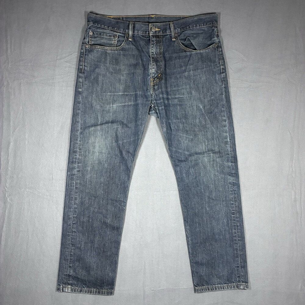 Levis Mens Jeans 502 36 x 30 Taper Fit Light Blue Stretch Cotton Medium Wash